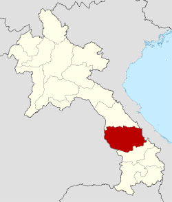 Map showing Savannakhet of Attapeu Province in Laos