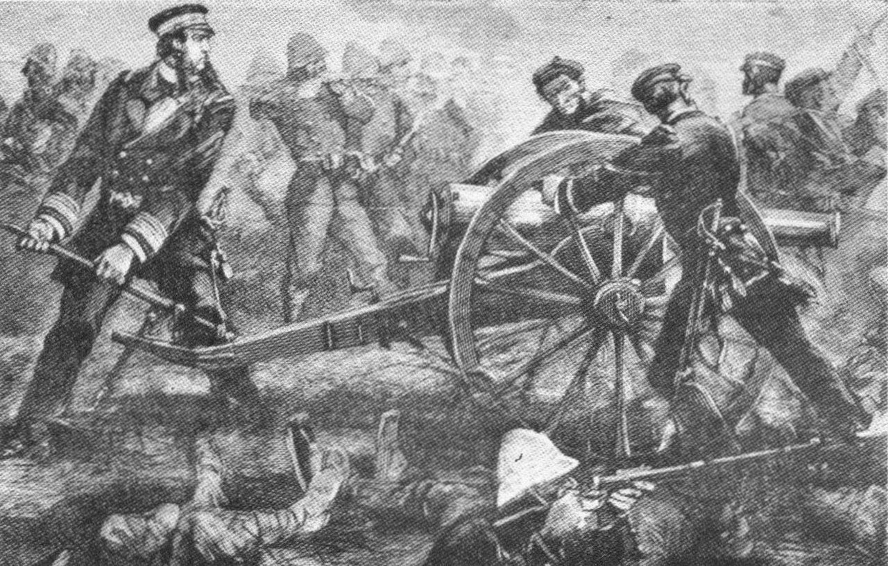 Riviere pushing the cannon forward at Sontay.jpg