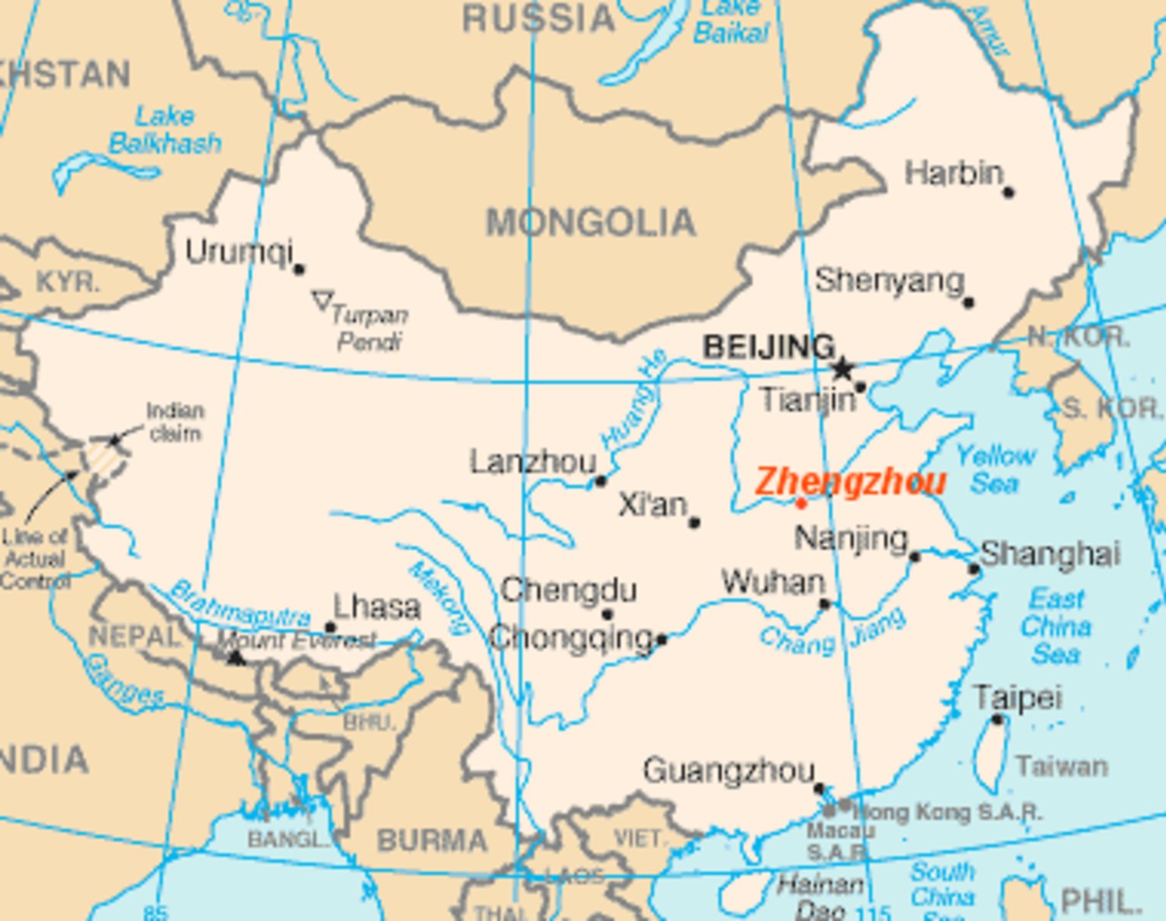 Vị trí của Trịnh Châu tại Trung Quốc